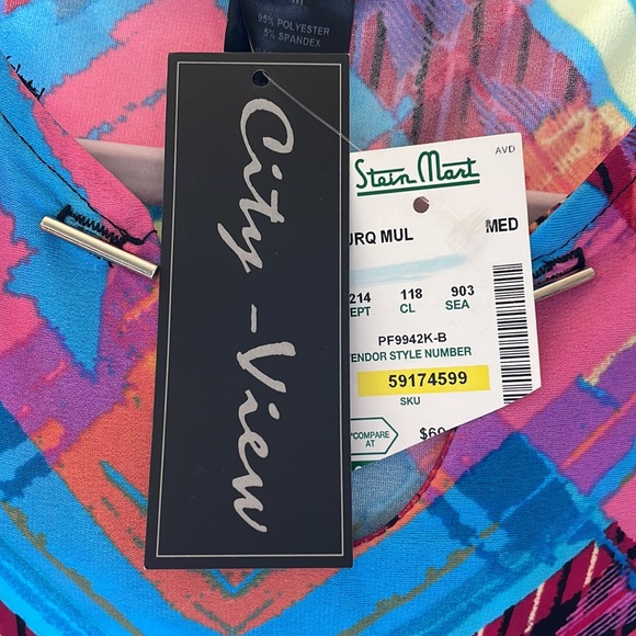 Dress, fun bright multi colored with long sleeves. - Picture 3 of 4